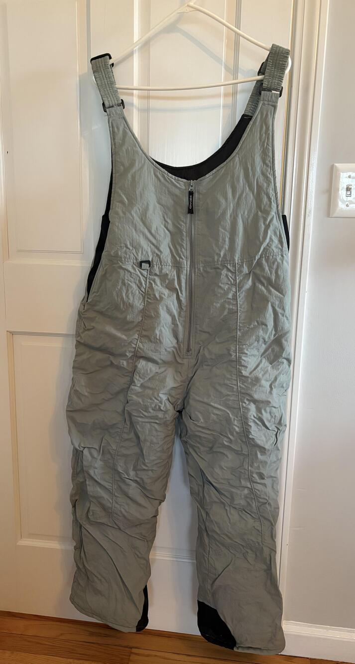 HEAD Ski Snow Bib Pants Mens Large Gray Insulated Overalls Adjustable Gaiters